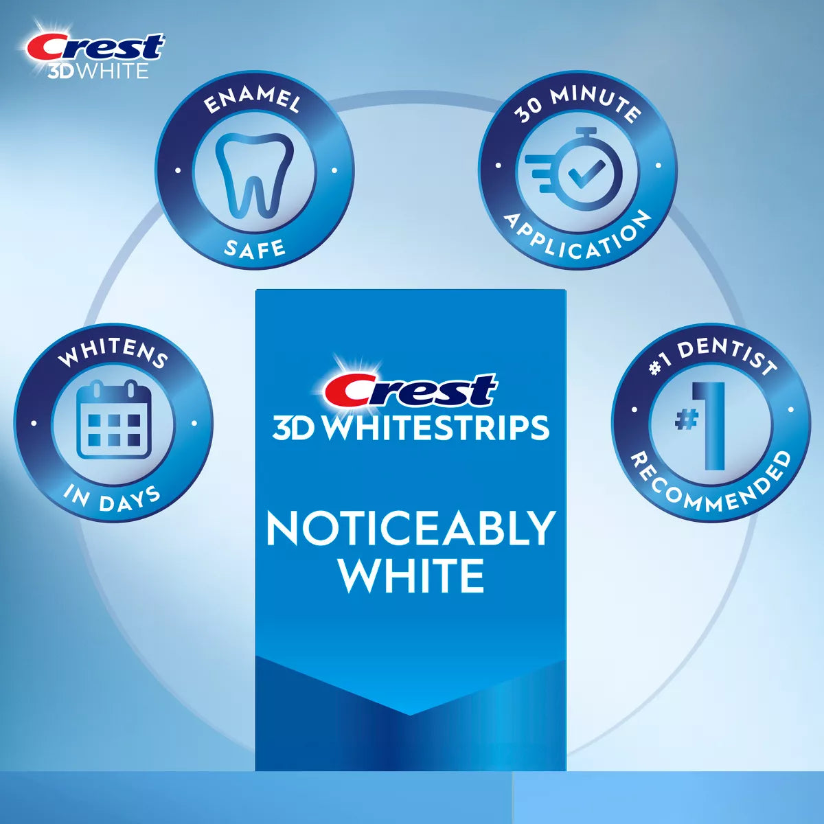 Crest 3Dwhitestrips Noticeably White At-Home Teeth Whitening Kit - 10 Treatments