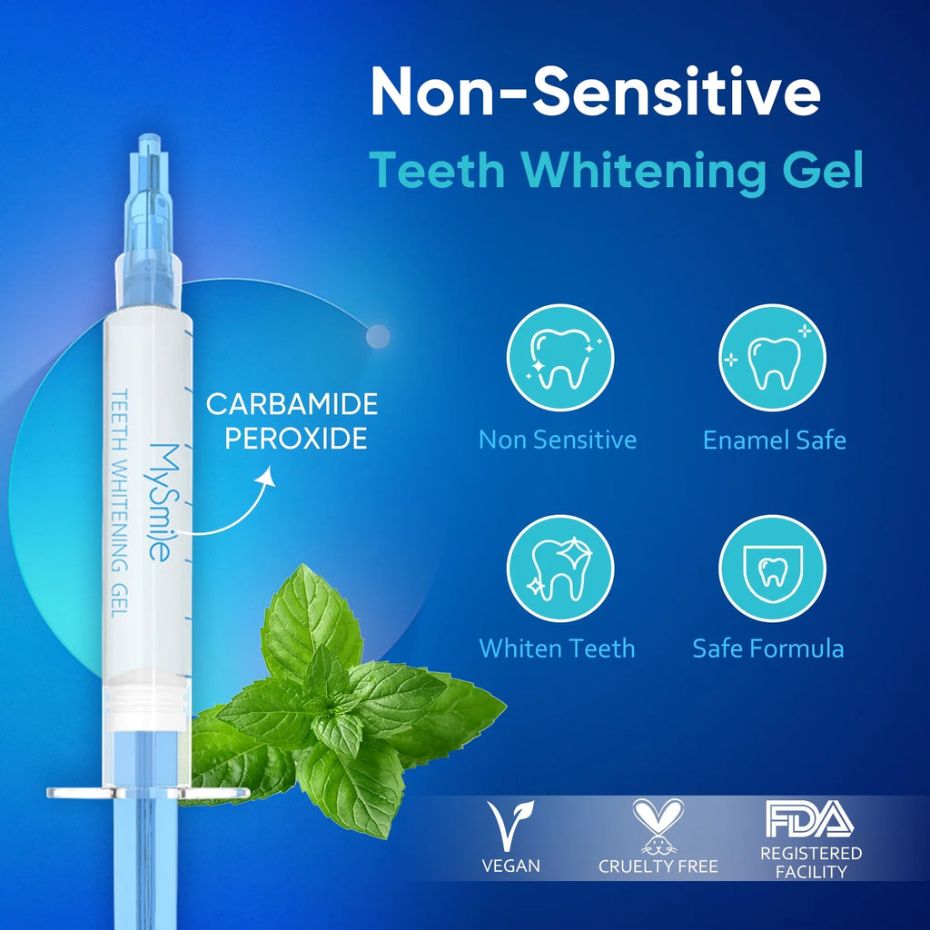 10Pc X 3Ml Peroxide Teeth Whitening Gel Refill Tooth Whitener Non Sensitive, Economy Packaging