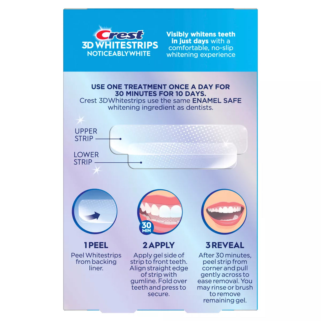Crest 3Dwhitestrips Noticeably White At-Home Teeth Whitening Kit - 10 Treatments