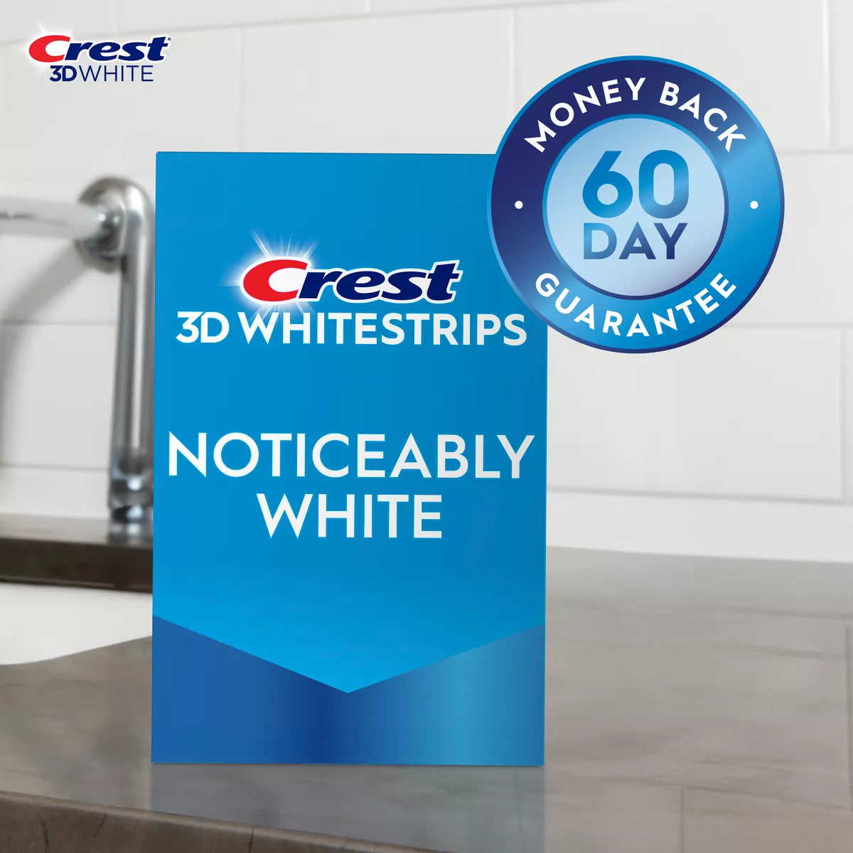 Crest 3Dwhitestrips Noticeably White At-Home Teeth Whitening Kit - 10 Treatments